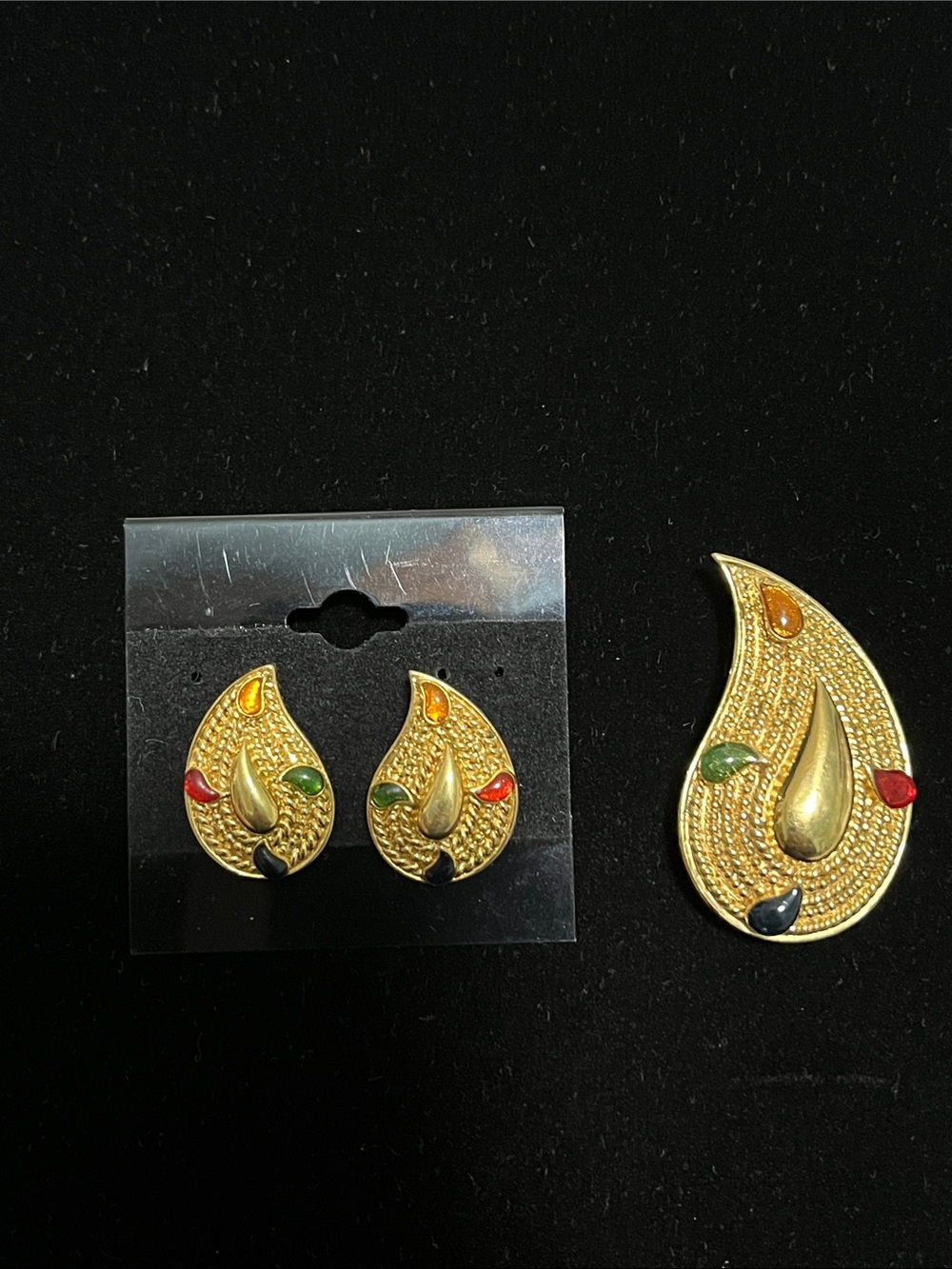 Avon Paisley Colors Earrings & Brooch